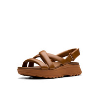 Clarks 其乐 纤动系列 女士镂空交叉绑带厚底缓震罗马凉鞋 2618035 浅棕色 38