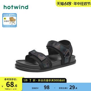 hotwind 热风 风凉鞋2024年夏季男鞋魔术贴透气沙滩鞋休闲运动凉鞋 0绿色H60M4V01 42