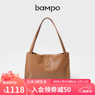 半坡饰族（bampo）女包2024包包方方包头层牛皮大容量高级轻奢单肩斜挎包物 枇杷棕【葫芦五金】 枇杷棕【葫芦专属五金】