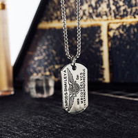 飞花 男士项链潮流军牌挂坠男生项链金属钛钢挂饰吊坠男 军牌项链