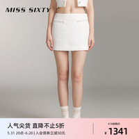 MISS SIXTY2024夏季新款白色半身裙女小香风钉珠性感低腰短裙 白色 XS