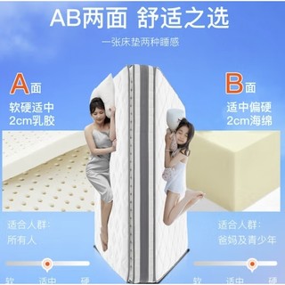 AB面弹簧床垫1.8*2米 乳胶床垫席梦思 奢睡款 赠乳胶枕一对 保护垫