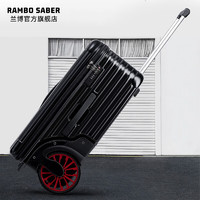 Rambo Saber大轮行李箱男商务旅行箱结实耐用拉杆箱20英寸登机箱密码箱 黑色 24寸