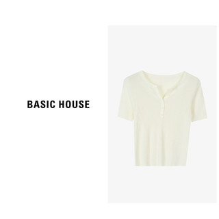 Basic House/百家好时尚休闲显瘦气质短款针织衫B0624B5O682 黑色 L100-110斤