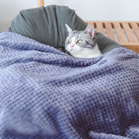 茨格曼 猫毯子被子冬天用保暖宠物狗狗毛毯子宠物窝垫睡垫猫咪狗被子 玉米绒纯色毛毯--蓝色 *