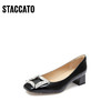 STACCATO 思加图 新款法式浅口粗跟单鞋气质黑色通勤女鞋子EL603CQ3