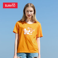 Baleno 班尼路 T恤女印花图案短袖宽松圆领棉质简约休闲个性衫 51Q(88003612) M