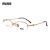 MUISE 眼镜框半框超轻钛镜架女MSA015 C01金框粉边配1.6明月防蓝光镜片