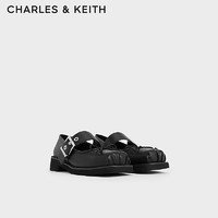 CHARLES&KEITH24夏季蝴蝶结方头厚底法式高级玛丽珍鞋女-CK1-70900521 Black黑色 36