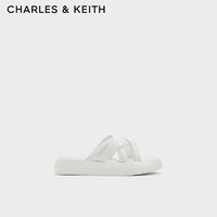 CHARLES&KEITH24夏季厚底交叉带外穿沙滩拖鞋防滑一字拖女CK1-70900518 White白色 38