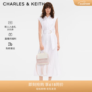 CHARLES&KEITH24夏季厚底夹趾菱格人字拖女外穿CK1-70381046 Light Pink浅粉色 40