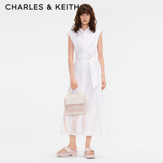 CHARLES&KEITH24夏季厚底夹趾菱格人字拖女外穿CK1-70381046 Light Pink浅粉色 38