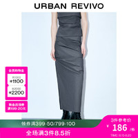 URBAN REVIVO 女士摩登魅力通勤褶皱显瘦直筒半身裙 UWJ540022 紫灰蓝 L