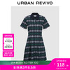 URBAN REVIVO UR2024夏季女装复古风格纹学院风短袖连衣裙UWU740073 浅绿色格子 M