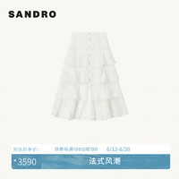 SANDRO2024春夏新款女装白色设计感镂空蛋糕裙半身裙SFPJU01175 10/白色