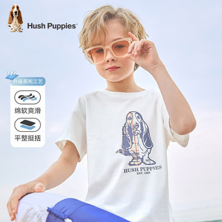 暇步士（Hush Puppies）童装男女童短袖2024夏装儿童短袖透气舒适时尚T恤 A款松叶绿 150cm