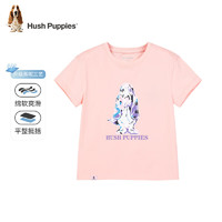 暇步士（Hush Puppies）童装男女童短袖2024夏装儿童短袖透气舒适时尚T恤 D款粉艾尔 170cm