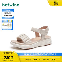 热风 hotwind厚底运动凉鞋时尚休闲简约舒适软底2024年夏季女 03米色 39 正码