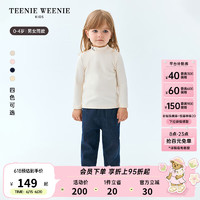 Teenie Weenie Kids小熊童装24冬季男女宝宝立领表情刺绣T恤 象牙白 110cm