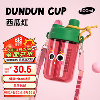 炊大皇 大皇塑料杯运动户外便携双饮吸管吨吨杯塑料水杯 红色 600ML