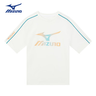 美津浓（MIZUNO）Mizuno儿童短袖T恤2024夏季透气百搭男童女童舒适上衣t 白色 130cm (身高125-135cm)