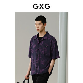 GXG男装 黑色透气翻领短袖衬衫 24年夏季G24X232015 黑色 180/XL
