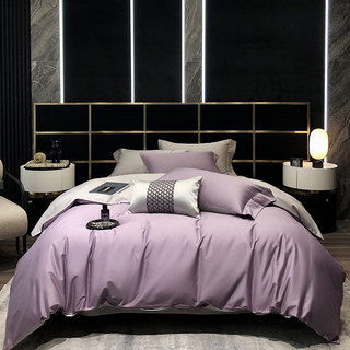 AIDLI 床上四件套A类100支纯棉长绒棉被套床单被罩双人全棉套件 贝洛-罗兰紫 200*230cm床单款