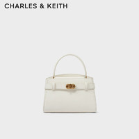 CHARLES & KEITH CHARLES&KEITH质感金属扣凯莉包手提包单肩包包女包生日礼物CK2-50270880 Cream奶白色 S