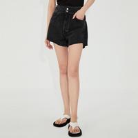 【100%棉】早秋女装休闲舒适牛仔高腰毛边短裤女式牛仔裤