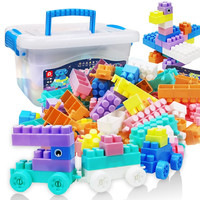 EPIN 一拼 儿童积木玩具男女孩启蒙大颗粒拼装模型早教DIY创意拼插宝宝礼物 约100粒+塑料收纳盒