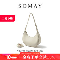 Somay 夏季包包女2024新款女士饺子包小众法棍腋下包单肩斜挎包白色女包