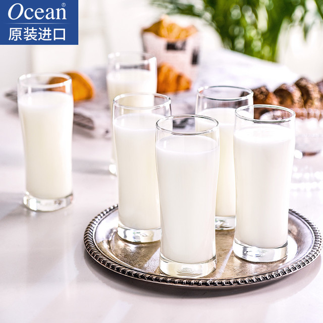 Ocean 鸥欣 进口牛奶杯子玻璃早餐杯家用耐热微波可加热专用杯透明喝水