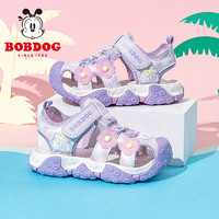 88VIP：BoBDoG 巴布豆 童鞋女童凉鞋2024新款夏季款软底包头公主鞋休闲儿童沙滩鞋