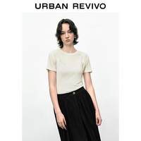 URBAN REVIVO 女装都市休闲简约假两件设计感T恤 UWU440100 米白 M