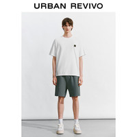 URBAN REVIVO 男士简约休闲刺绣撞色棉质短袖T恤 UML440099 本白 XS