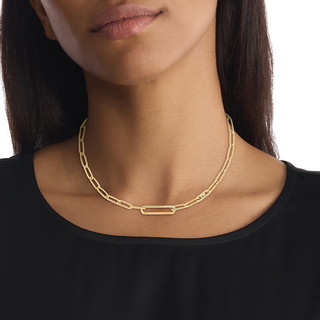 凯文克莱（Calvin Klein）CK项链回形针系列水晶饰品金色项链情人节送女友礼物35000537