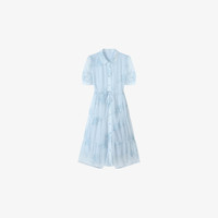 百家好（Basic House）蓝色休闲长裙夏日优雅修身显瘦刺绣连衣裙 蓝色 M（120-130斤）
