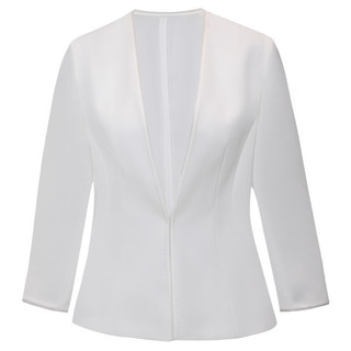 娜尔思（NAERSI）多色七分袖短款西装外套女夏西服 白色 XL