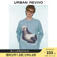 UR秋冬季男装时尚减龄感卡通提花小小织针织衫UMV930046 灰蓝