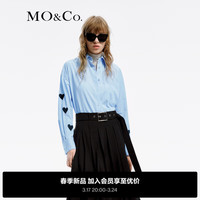 MO&Co.2024春爱心水溶绣花高支高密棉质宽松衬衫MBD1SHT009 天空蓝色 L/170