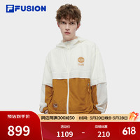 FILA FUSION斐乐潮牌梭织外套男2024夏休闲拼色防晒连帽上衣 纶度白-WT 165/88A/S