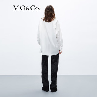 MO&Co.【抗菌】设计感小众刺绣LOGO宽松落肩廓形中性衬衫外套 本白色 XS/155