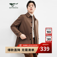 七匹狼【易打理】风衣男士外套翻领男装上衣男舒适中长款 303(咖啡) 170/88A/L