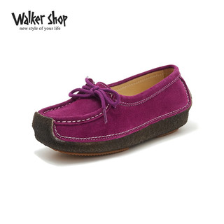 Walker Shop奥卡索女鞋春夏豆豆鞋软底蜗牛鞋透气时尚休闲百搭健步鞋子女 深紫色 35