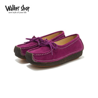 Walker Shop奥卡索女鞋春夏豆豆鞋软底蜗牛鞋透气时尚休闲百搭健步鞋子女 深紫色 38