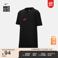 耐克（NIKE）男女童大童宽松T恤夏季满分TEE考试全对HJ3962 010黑 S