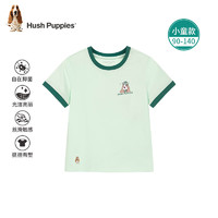 暇步士（Hush Puppies）童装男女童短袖圆领衫2024夏装小童儿童短袖轻薄舒适有效抑菌 芥末绿 140cm