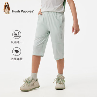 暇步士（Hush Puppies）童装男童裤子2024夏季四维弹力吸湿速干轻薄透气运动七分裤 深冰灰 160cm