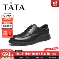 他她（TATA）商务休闲皮鞋男士英伦德比鞋父亲鞋2024秋季72W22CM4 黑色 37