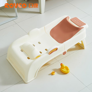 日康（rikang）儿童洗头躺椅 宝宝洗头床可折叠家用洗头发可伸缩PU头枕 【咖啡色】X1039-1折叠洗头椅